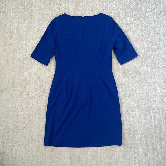 Tahari Arthur S Levine Blue Short Sleeve Work Midi Dress With Pockets 6 - Picture 4 of 11